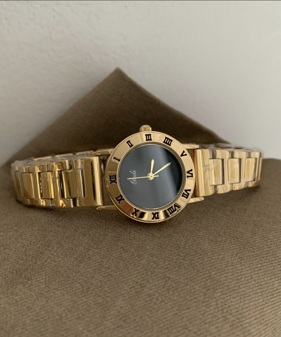 Fashion Gold Stainless Steel Mechanical Movement Hardlex Crystal Watches