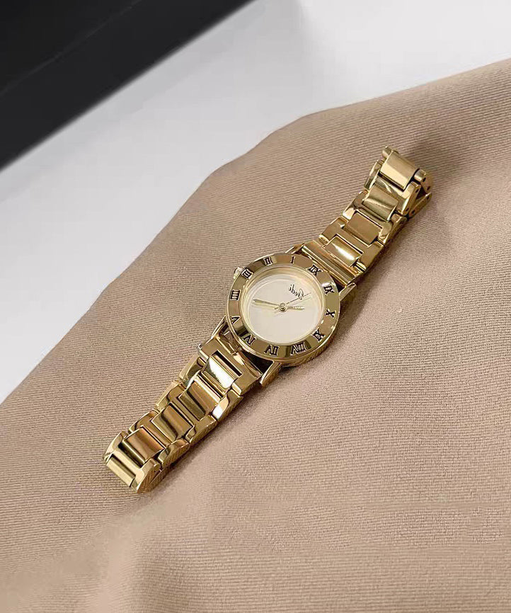 Fashion Gold Stainless Steel Mechanical Movement Hardlex Crystal Watches