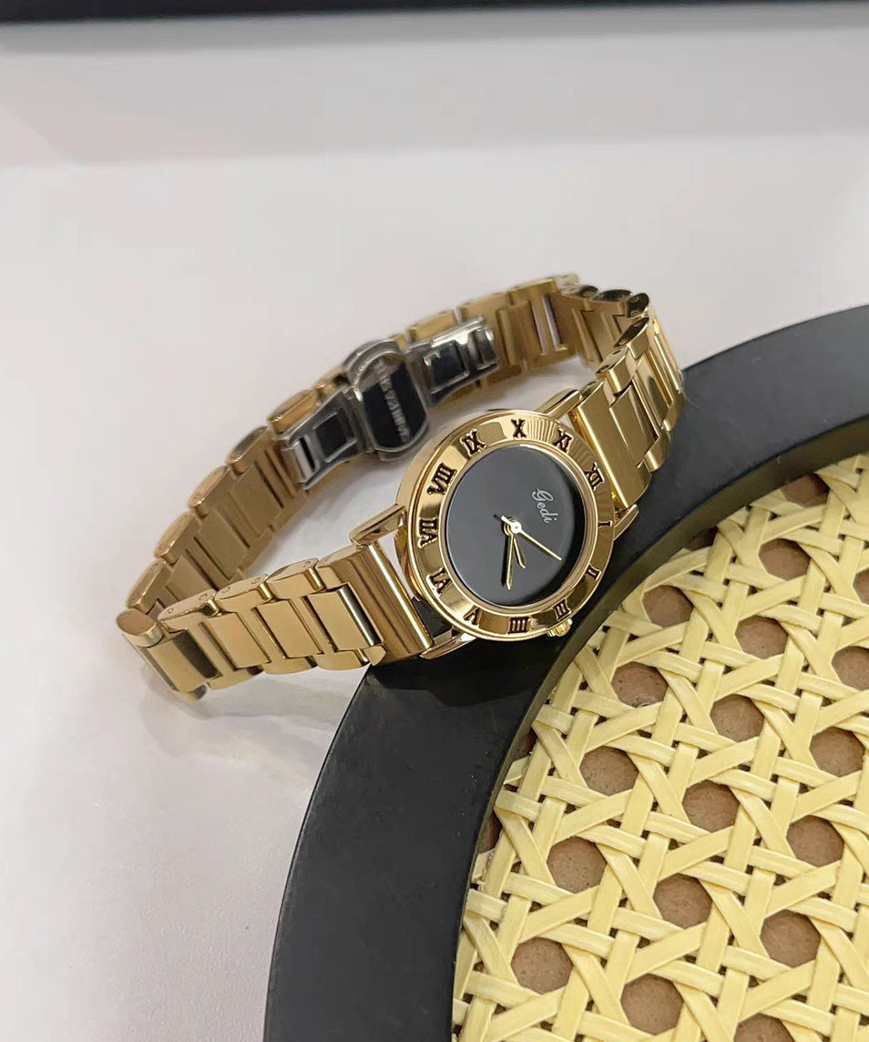 Fashion Gold Stainless Steel Mechanical Movement Hardlex Crystal Watches