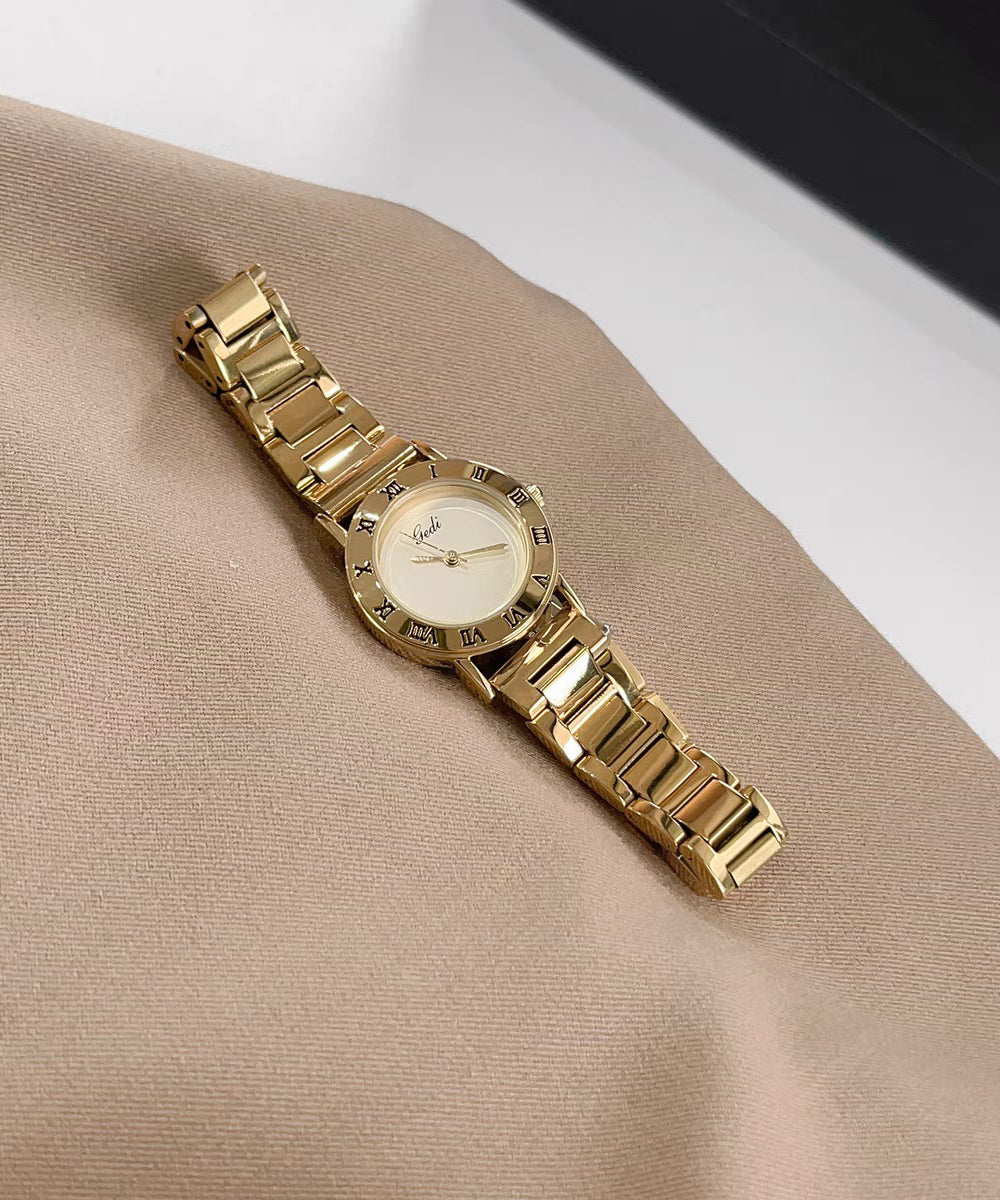 Fashion Gold Stainless Steel Mechanical Movement Hardlex Crystal Watches