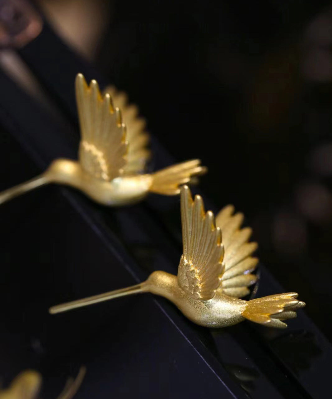 Fashion Gold Sterling Silver Overgild Flying Bird Stud Earrings