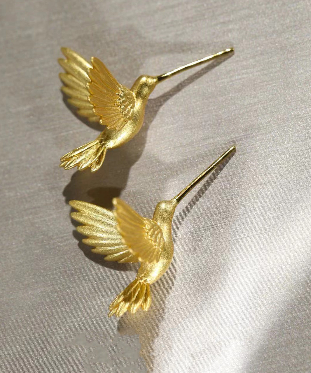 Fashion Gold Sterling Silver Overgild Flying Bird Stud Earrings