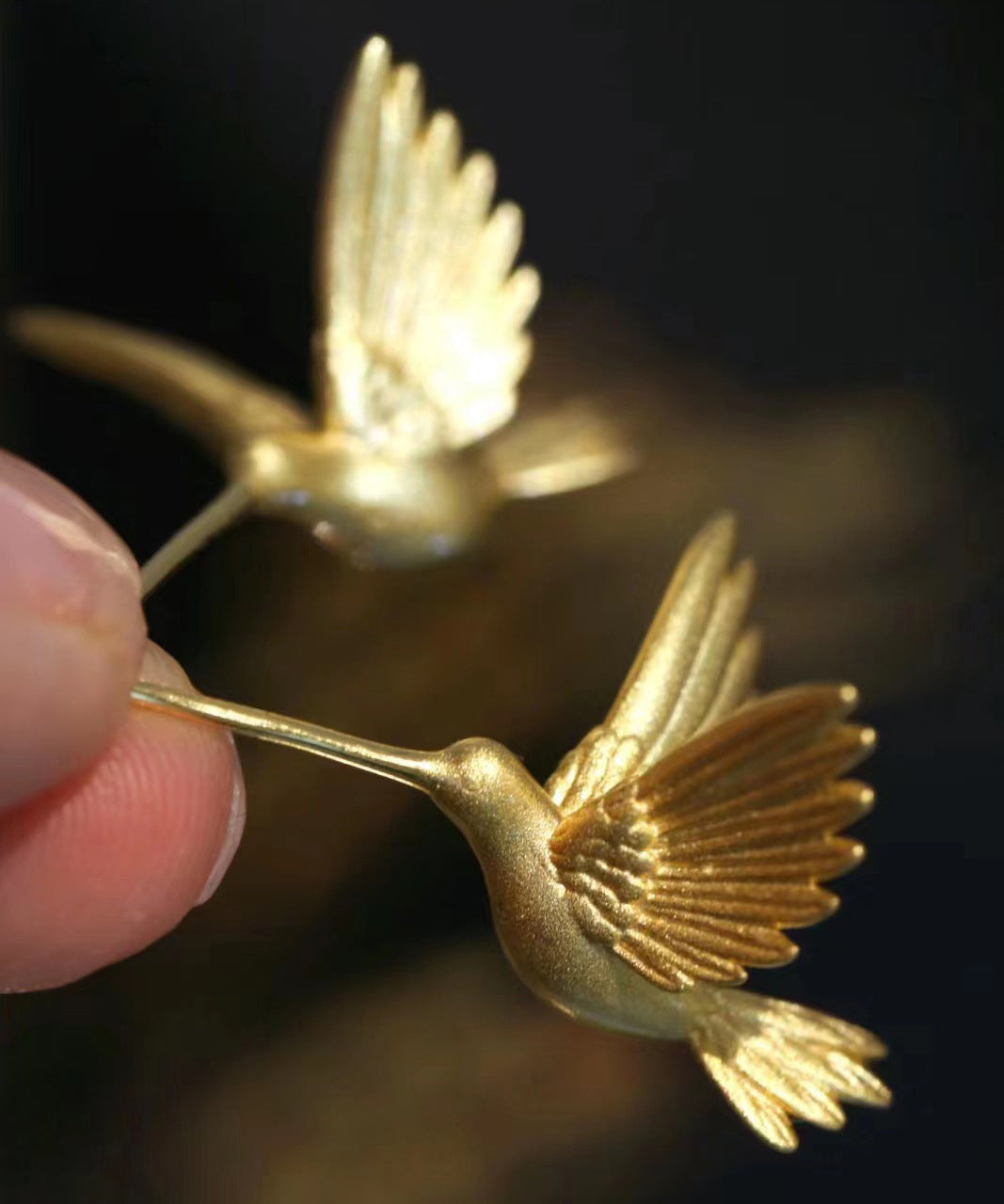 Fashion Gold Sterling Silver Overgild Flying Bird Stud Earrings
