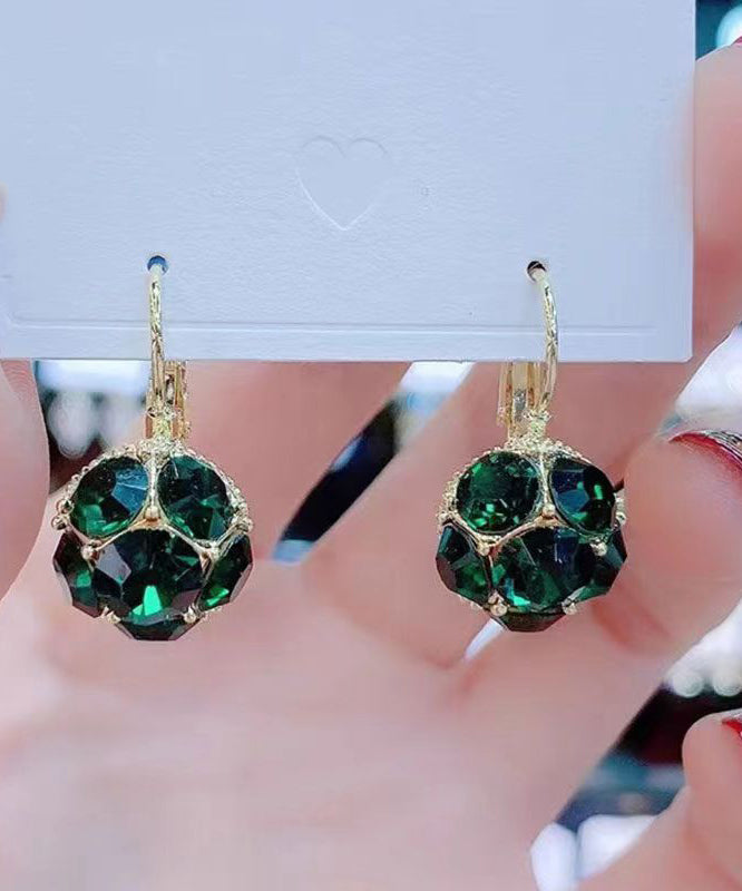 Fashion Green Copper Alloy Zircon Crystal Drop Earrings