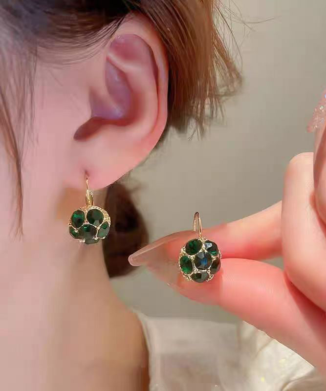 Fashion Green Copper Alloy Zircon Crystal Drop Earrings
