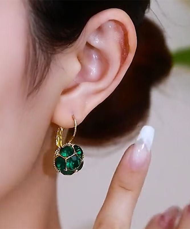 Fashion Green Copper Alloy Zircon Crystal Drop Earrings