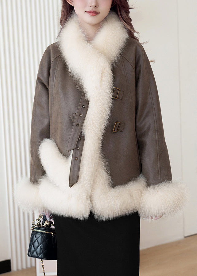 Fashion Green Fur Collar Pockets Sashes Parka Winter
