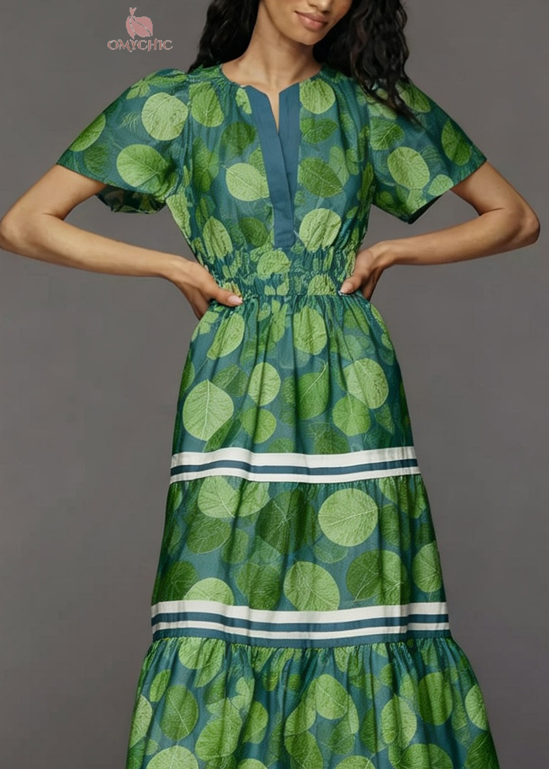 Fashion Green Print Tasseled Patchwork Cotton Dresses Summer