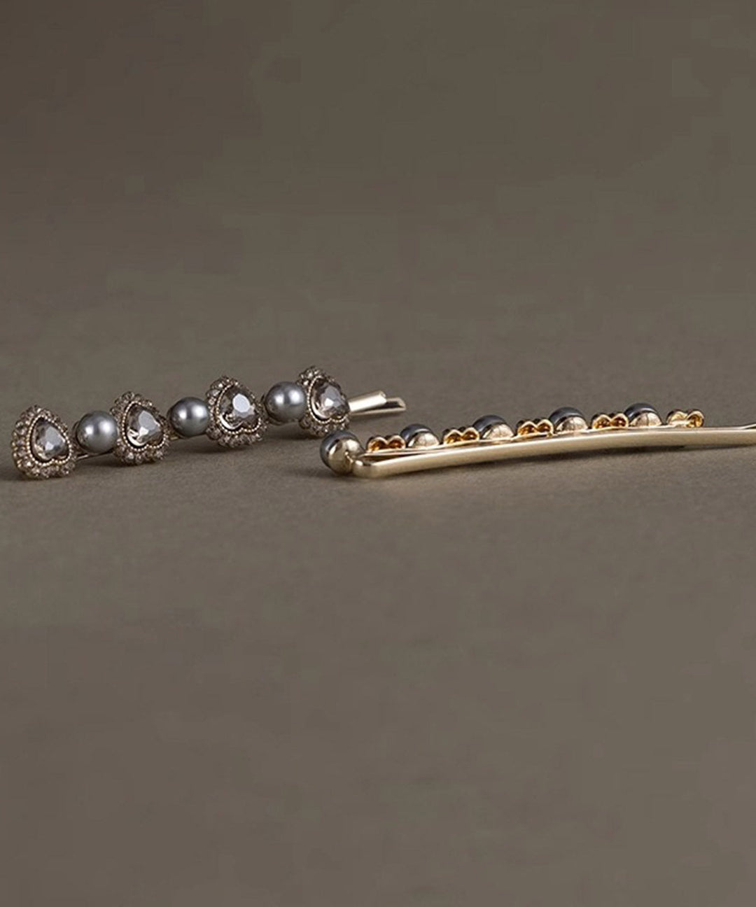 Fashion Grey Alloy Crystal Zircon Pearl A Pair Hairpin