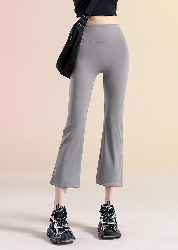 Fashion Grey High Waist Solid Yoga Crop Pants