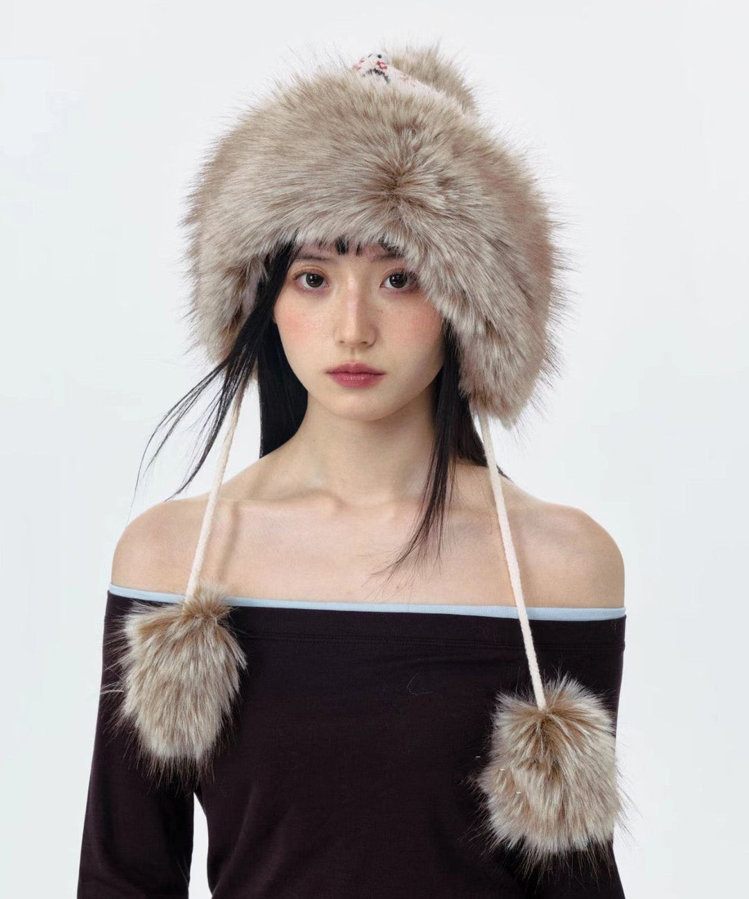 Fashion Jacquard Knitted Thick Warm Fleece Fur Boonie Hat