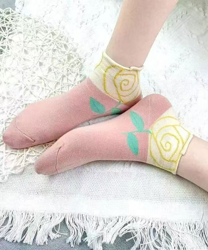 Fashion Jacquard Ruffled Cotton Mid Calf Socks