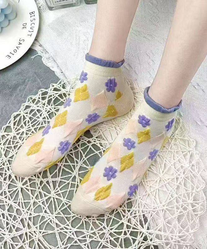 Fashion Jacquard Ruffled Cotton Mid Calf Socks