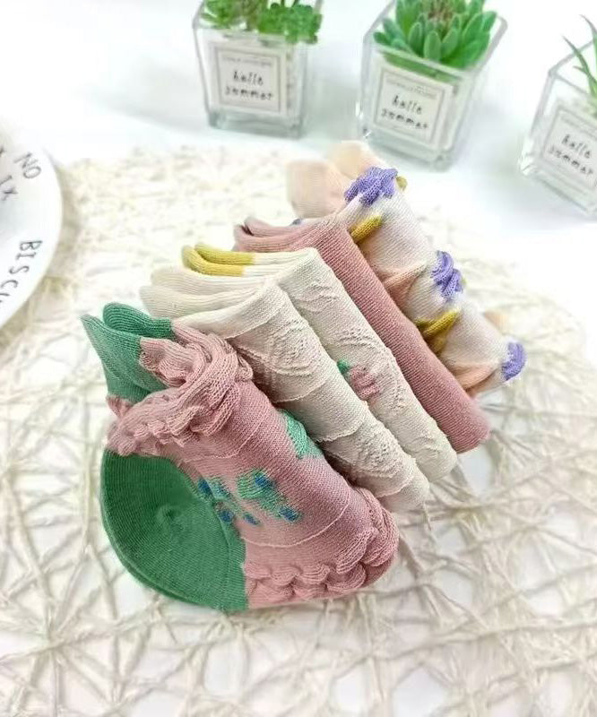 Fashion Jacquard Ruffled Cotton Mid Calf Socks