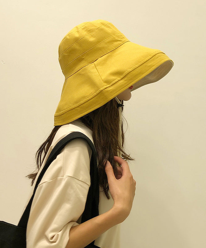 Fashion Japanese Black Large Brimmed Sunshade Bucket Hat
