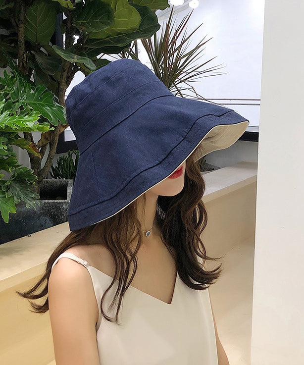 Fashion Japanese Black Large Brimmed Sunshade Bucket Hat
