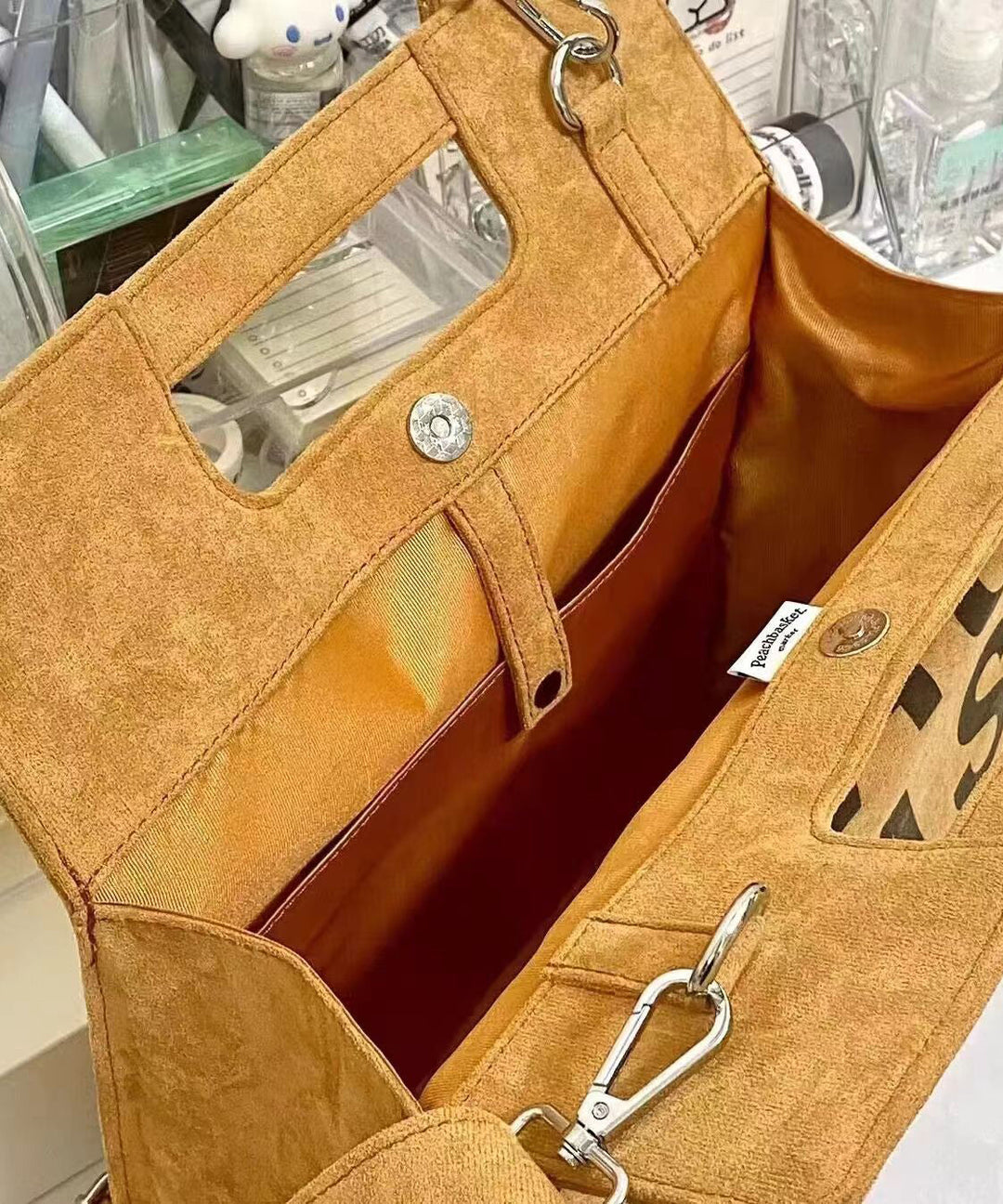 Fashion Khaki Graphic Suede Large Capacity Messenger Bag