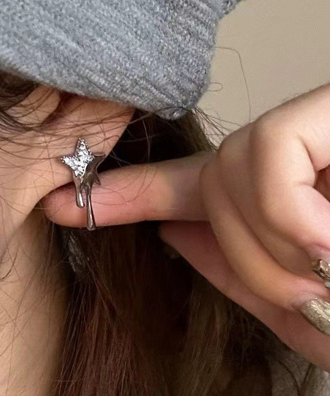 Fashion Lava Pentagram Zircon Metal Stud Earrings