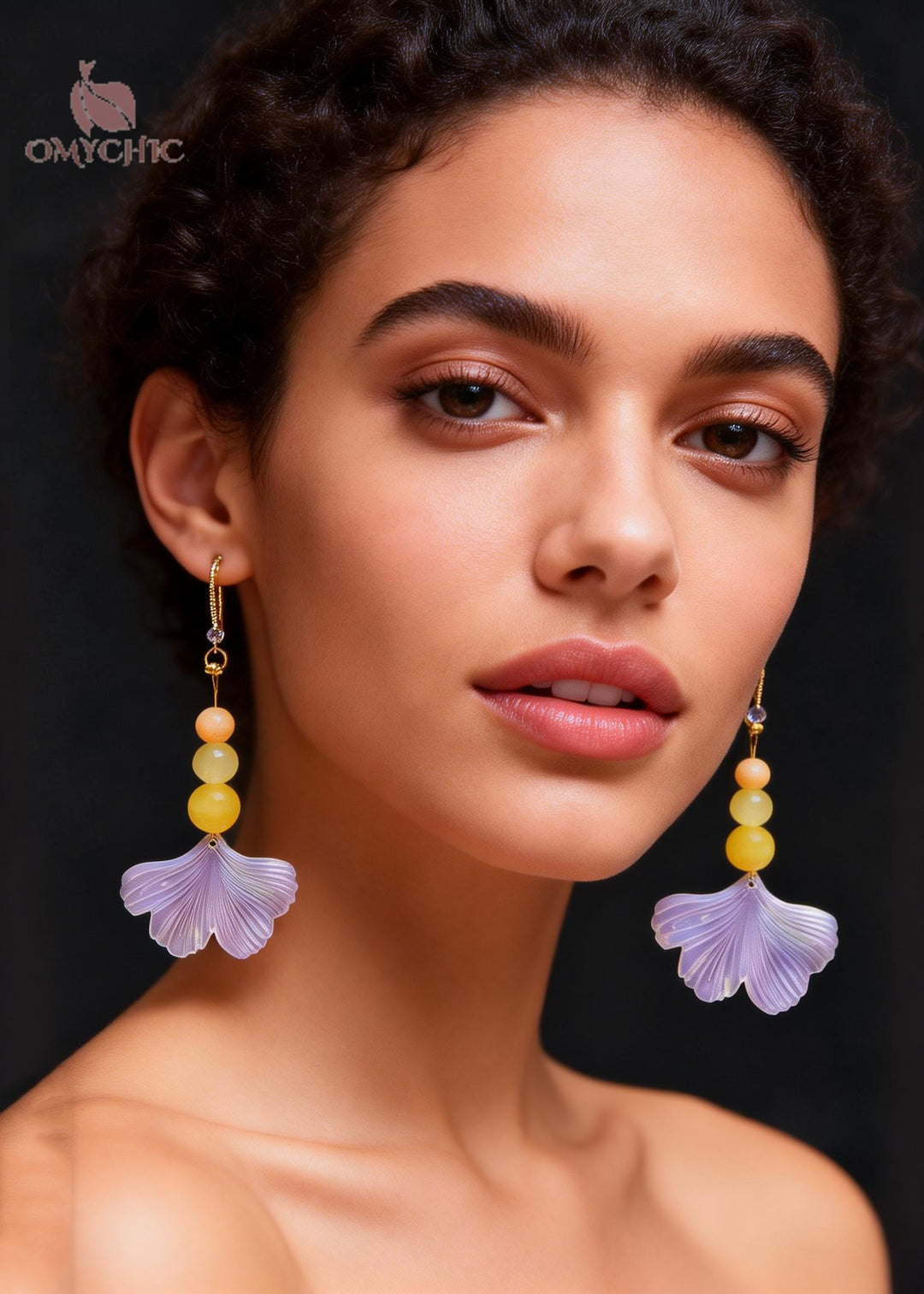 Fashion Lavender Ginkgo Leaf Acrylic Long Drop Earrings