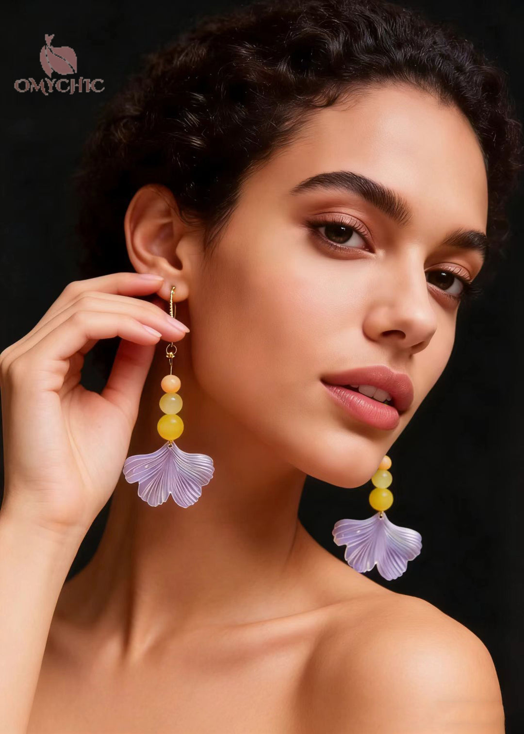 Fashion Lavender Ginkgo Leaf Acrylic Long Drop Earrings