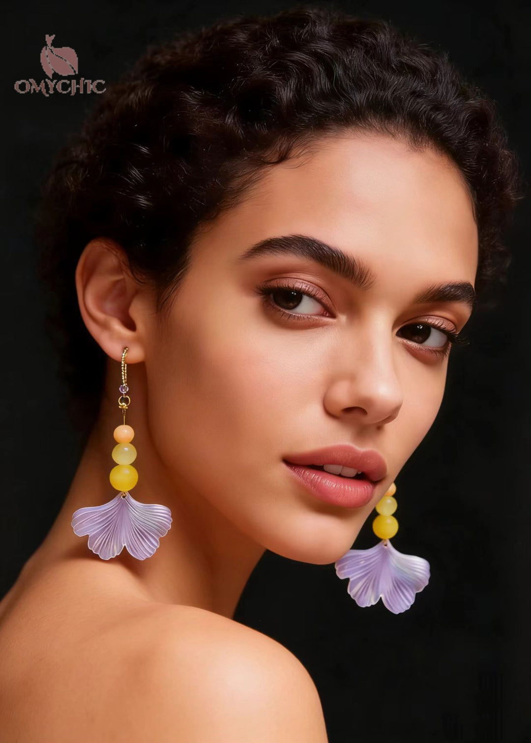 Fashion Lavender Ginkgo Leaf Acrylic Long Drop Earrings