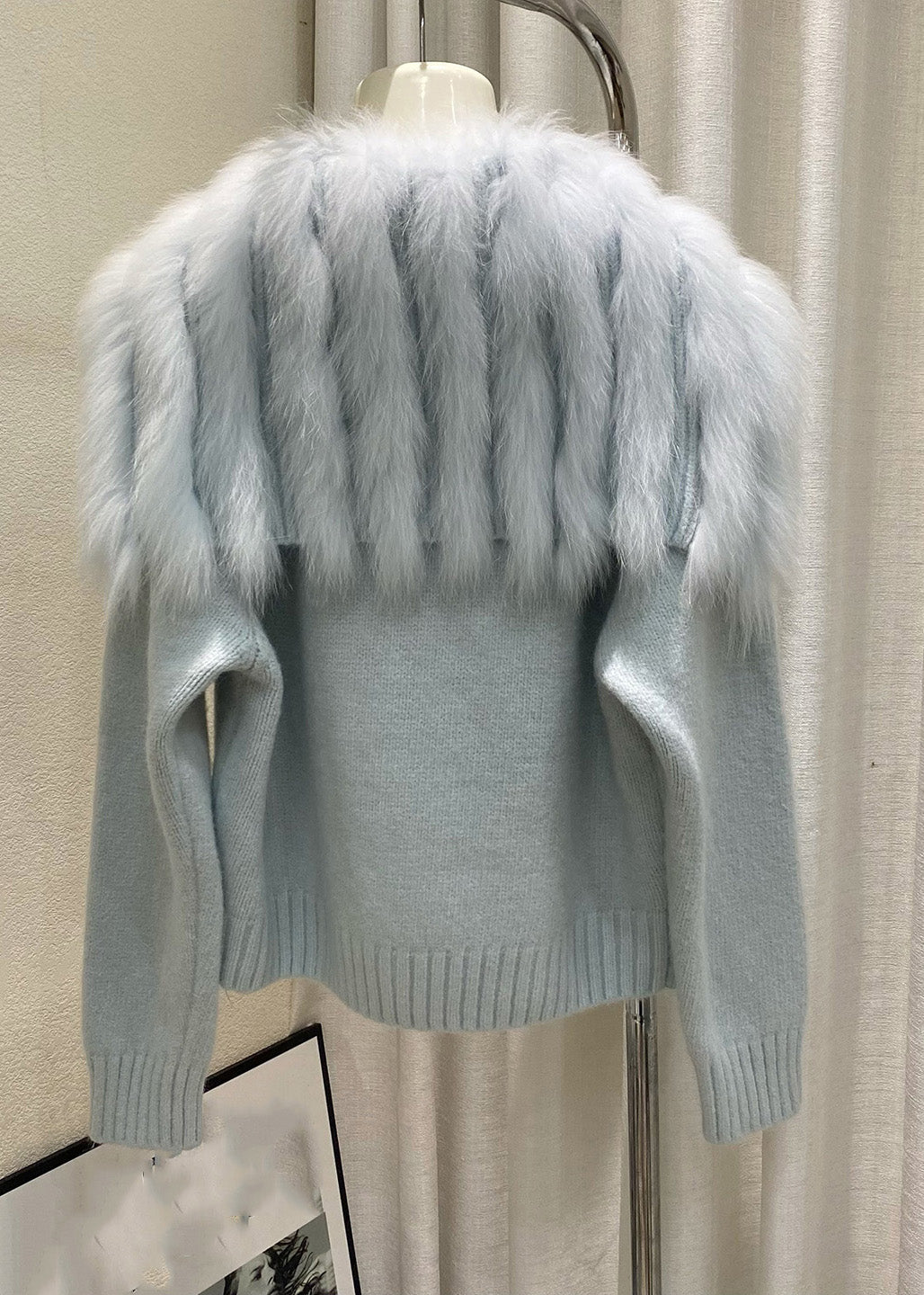 Fashion Light Blue Sailor Collar Patchwork Cotton Knit Cardigans Winter