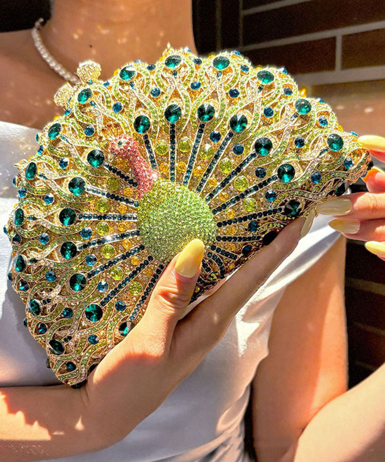 Fashion Light Luxury Zircon Shiny Ineffective Peacock Tote Bag