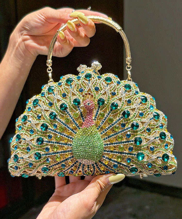 Fashion Light Luxury Zircon Shiny Ineffective Peacock Tote Bag