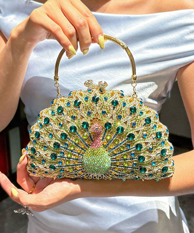 Fashion Light Luxury Zircon Shiny Ineffective Peacock Tote Bag