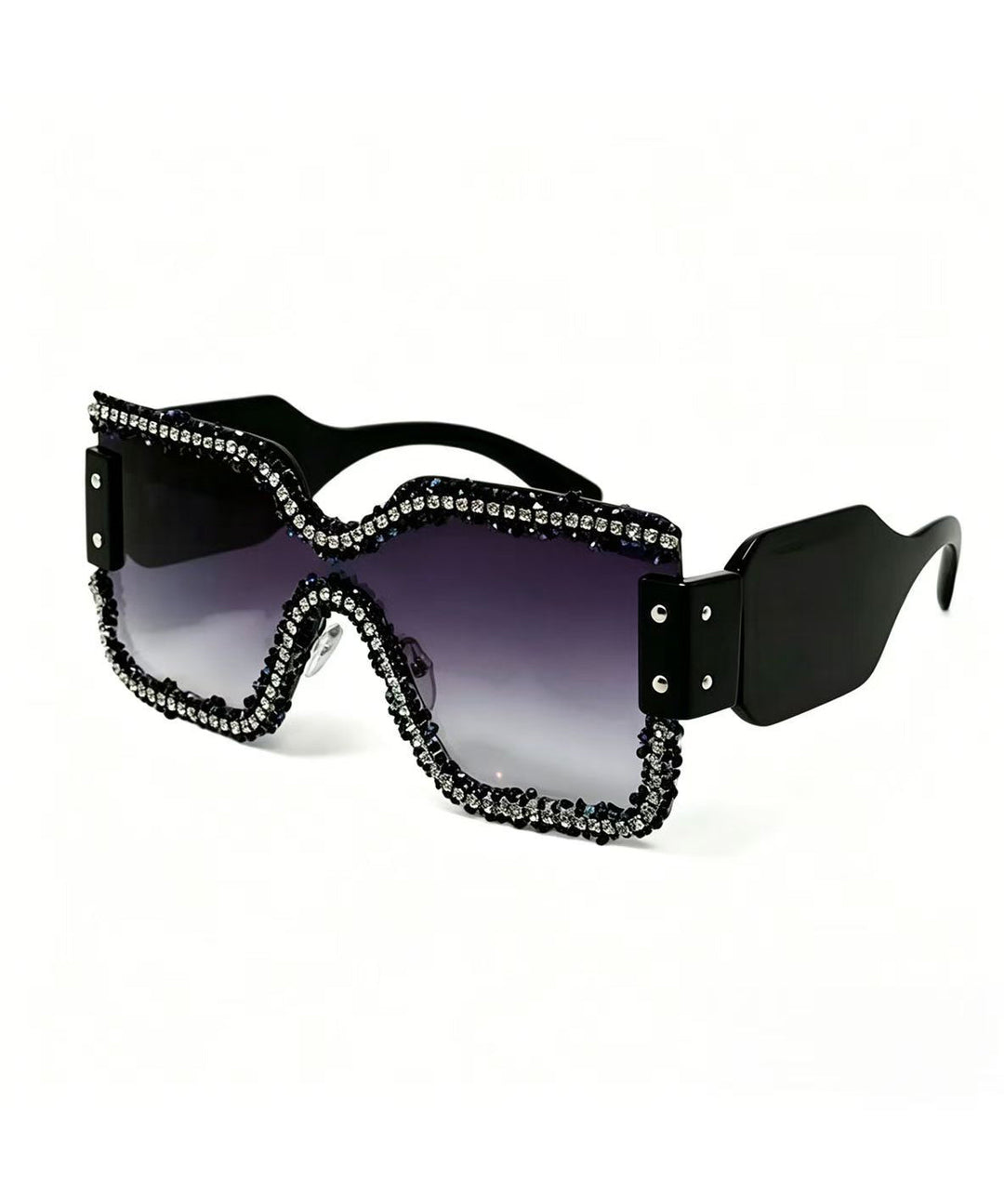 Fashion Luxurious Diamond Square Frameless One-Piece Sunglasses