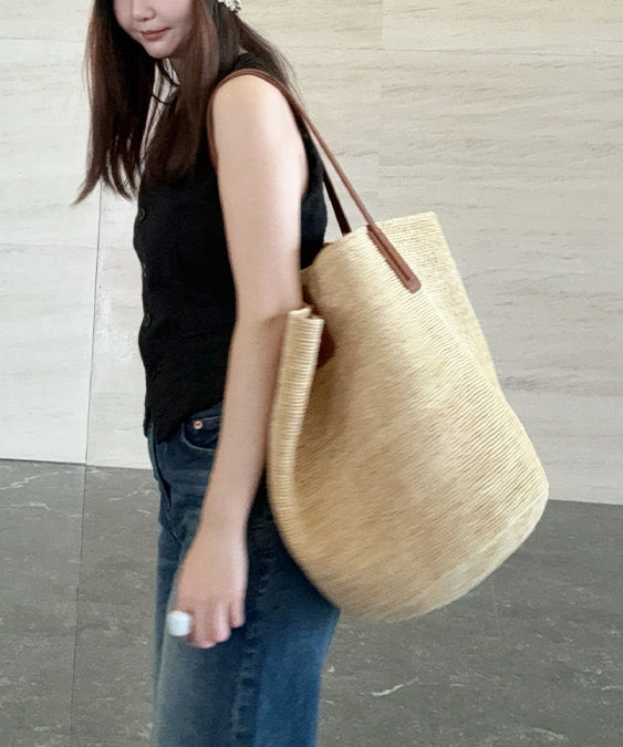 Fashion Minimalist Grey Woven Large Capacity Shoulder Bag