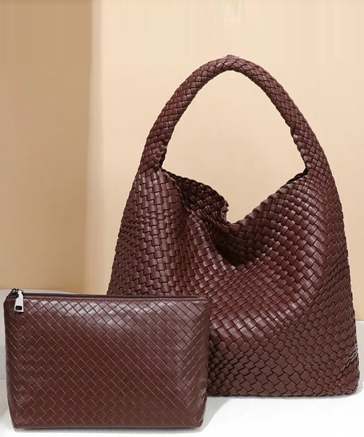 Fashion Mulberry Handmade Weave Durable Leather Tote Handbag
