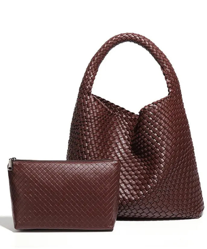 Fashion Mulberry Handmade Weave Durable Leather Tote Handbag