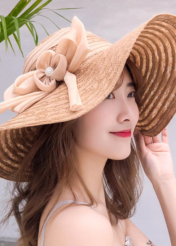 Fashion Mulberry Lace Bow Cotton Blended Floppy Sun Hat