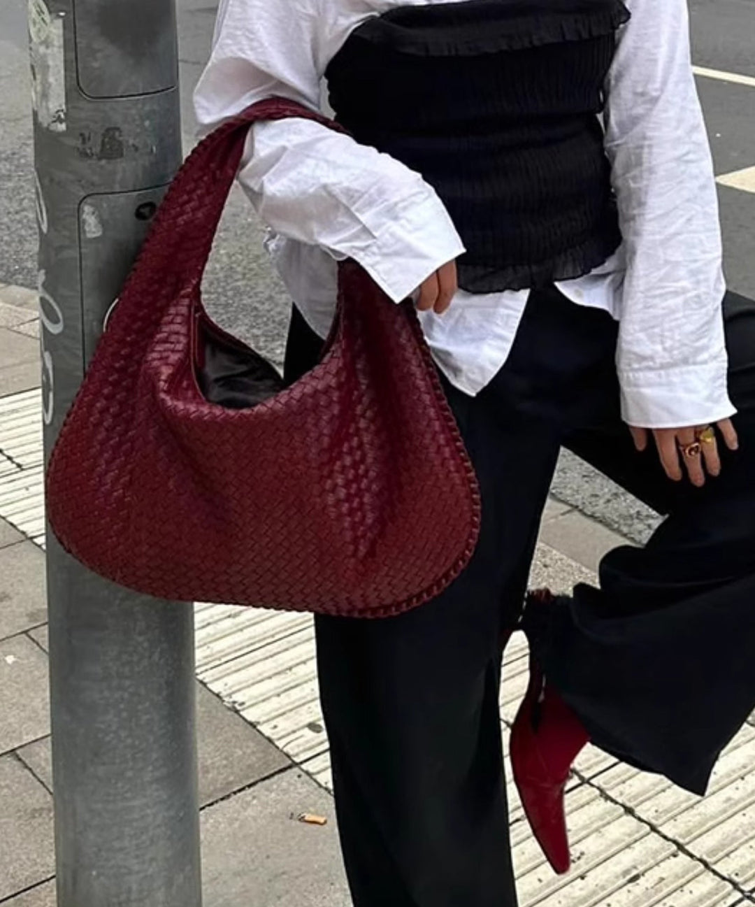 Fashion Mulberry Weave Large Capacity Leather Shoulder Bags