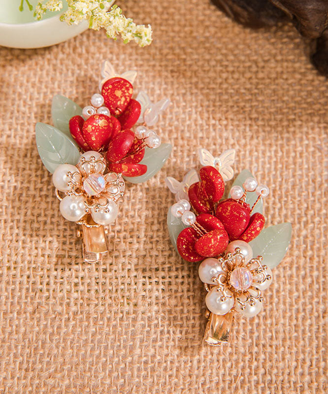 Fashion Multicolor Alloy Pearl Colored Glaze Leaf A Pair Hairpin