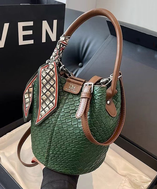 Fashion New Green Faux Leather Versatile Bucket Bag