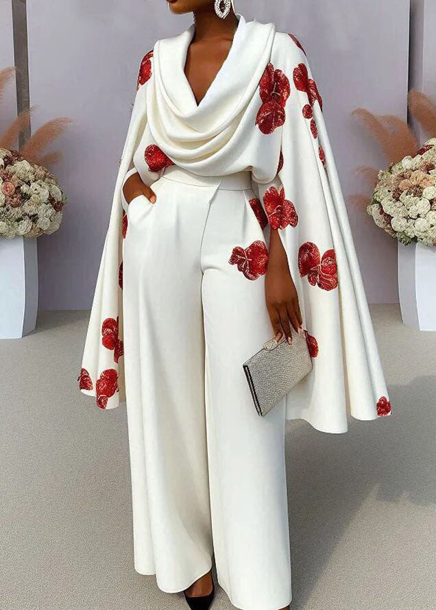 Fashion New Print Turtle Neck Top And Pants Two-Piece Set