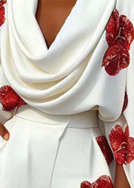 Fashion New Print Turtle Neck Top And Pants Two-Piece Set