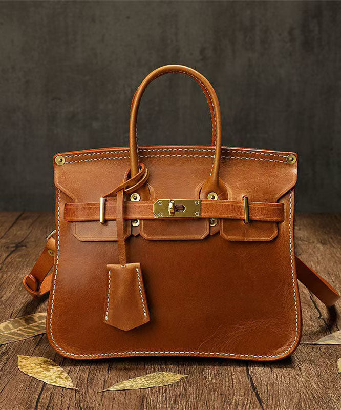 Fashion Orange Large Capacity Leather Tote Handbag