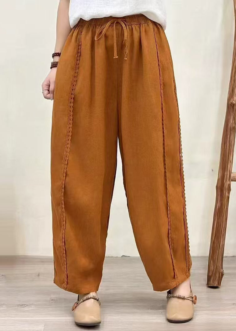 Fashion Orange Oversized Patchwork Lace Pants Summer