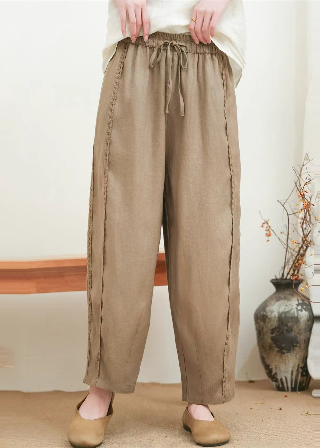 Fashion Orange Oversized Patchwork Lace Pants Summer
