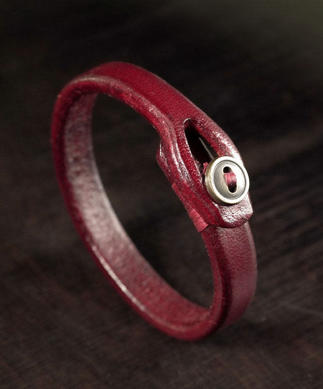 Fashion Original Handmade Black Faux Leather Unisex Bangles