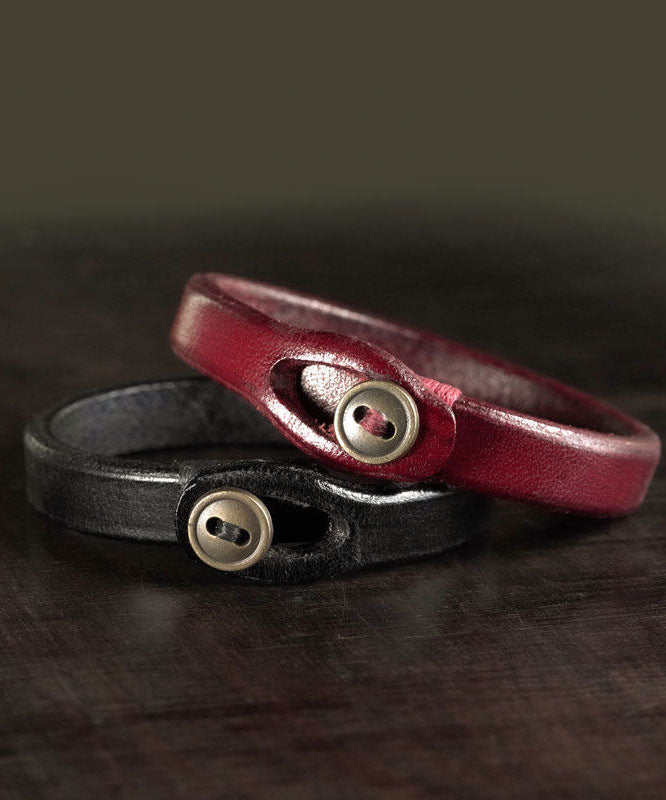 Fashion Original Handmade Black Faux Leather Unisex Bangles
