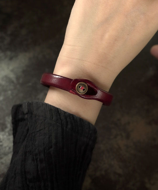Fashion Original Handmade Black Faux Leather Unisex Bangles