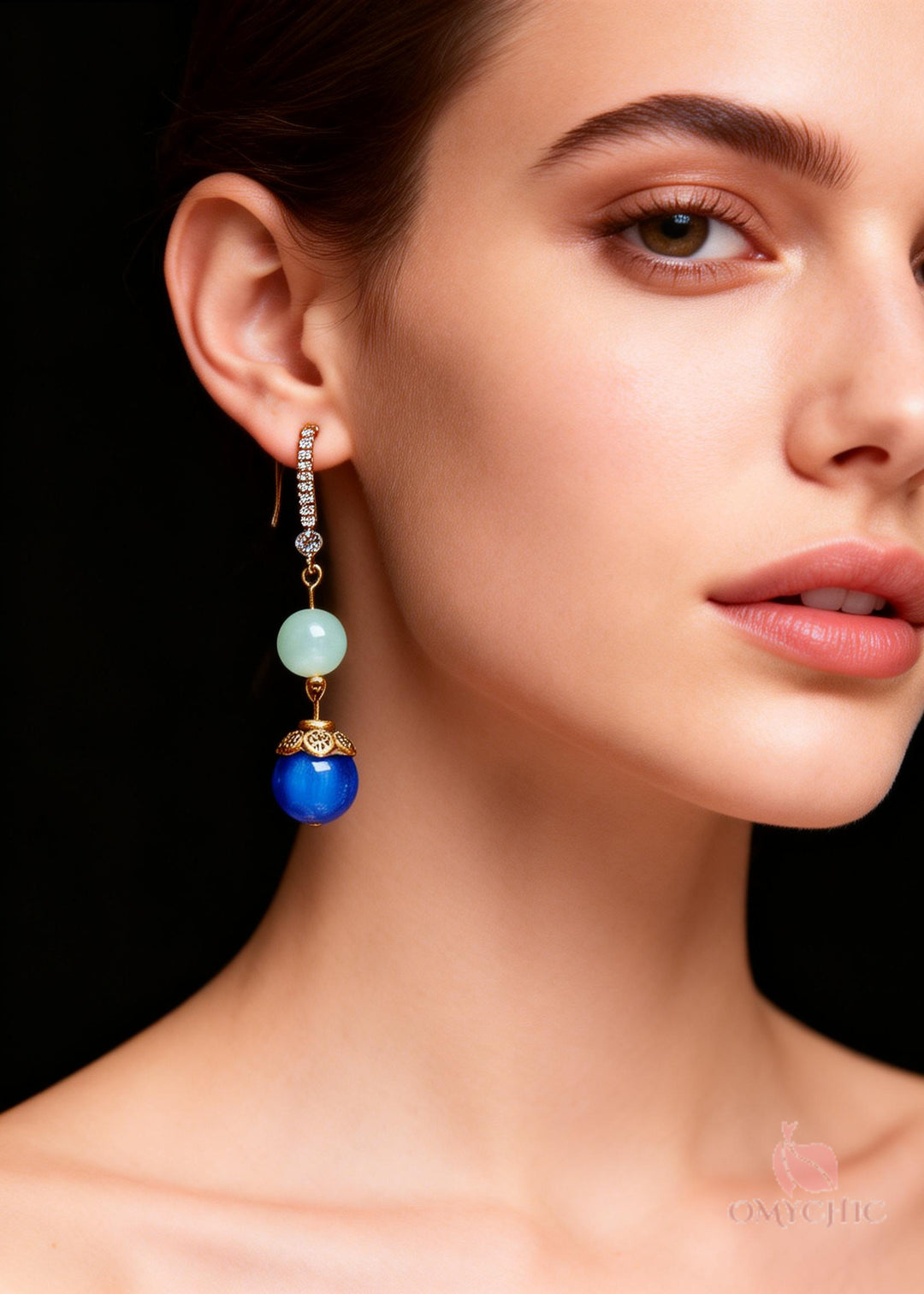 Fashion Peacock Blue Opal Zircon Drop Earrings