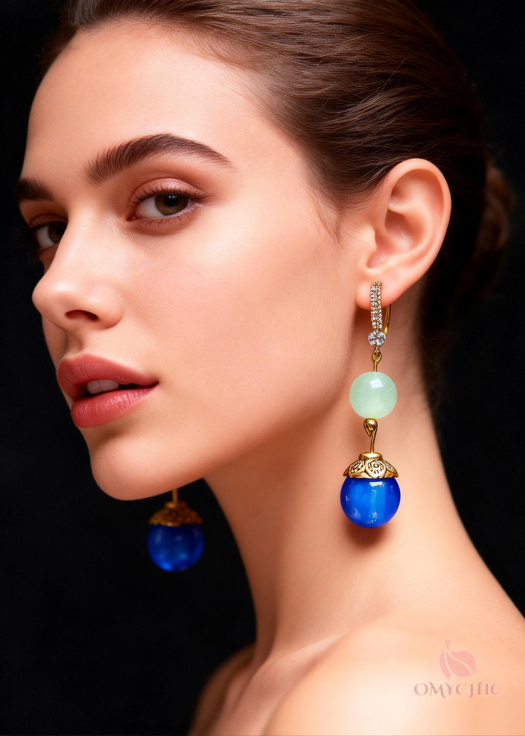 Fashion Peacock Blue Opal Zircon Drop Earrings