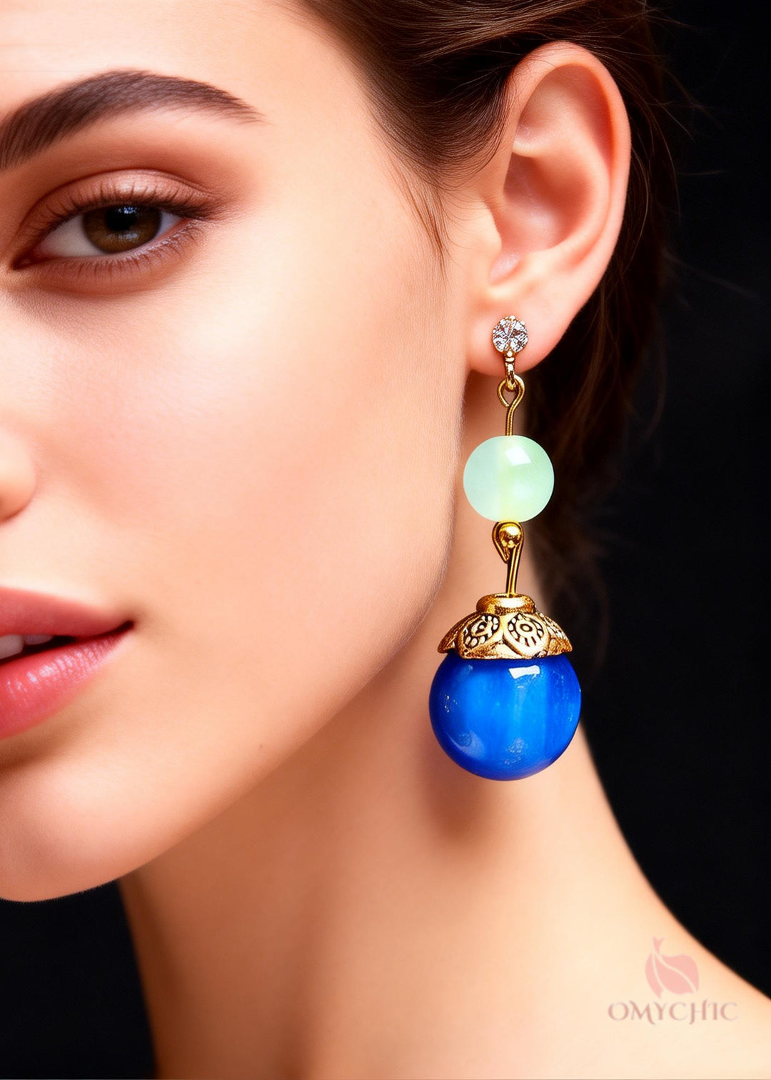 Fashion Peacock Blue Opal Zircon Drop Earrings