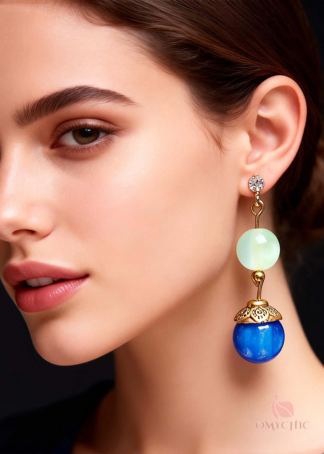 Fashion Peacock Blue Opal Zircon Drop Earrings