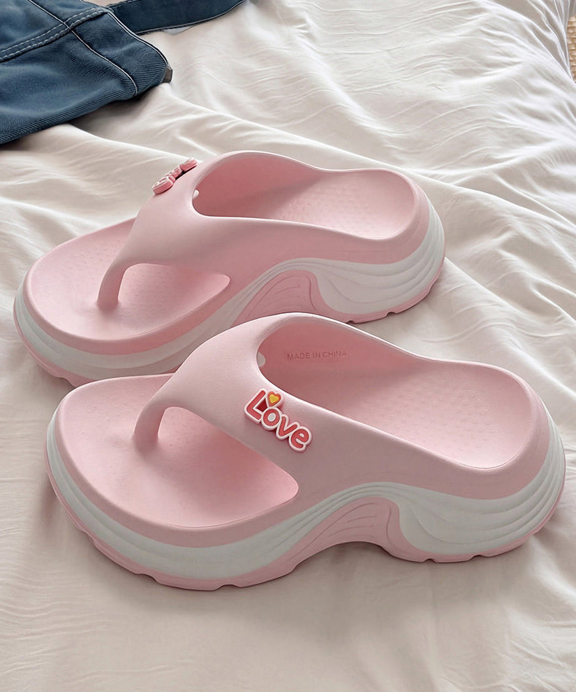 Fashion Peep Toe Platform Pink Splicing Flip Flops